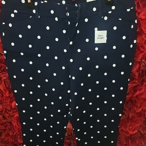 Old Navy NWT Women's Navy and White Polka Dot Ankle Pixie Pants Size 14